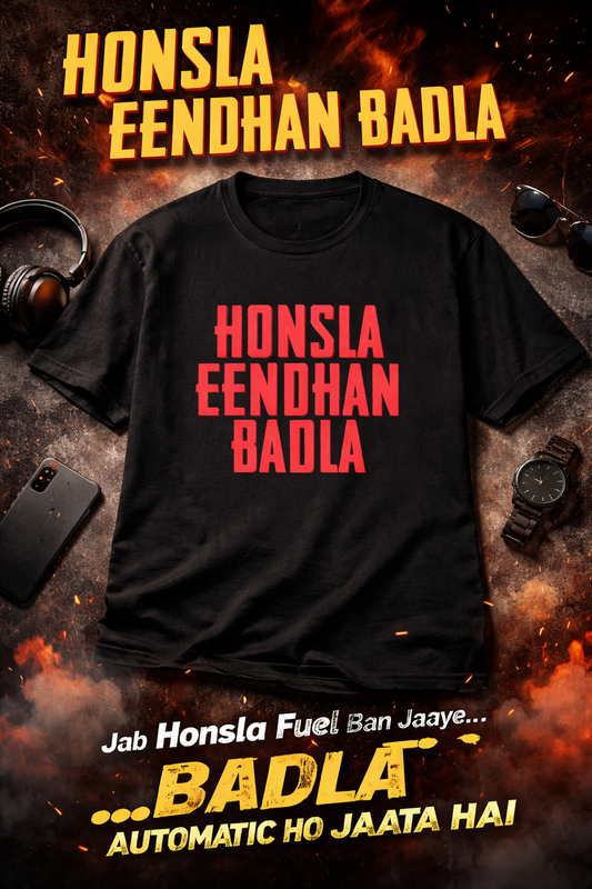 Honsla Eendhan Badla Printed T-Shirt  Dhurandhar 2 Wear